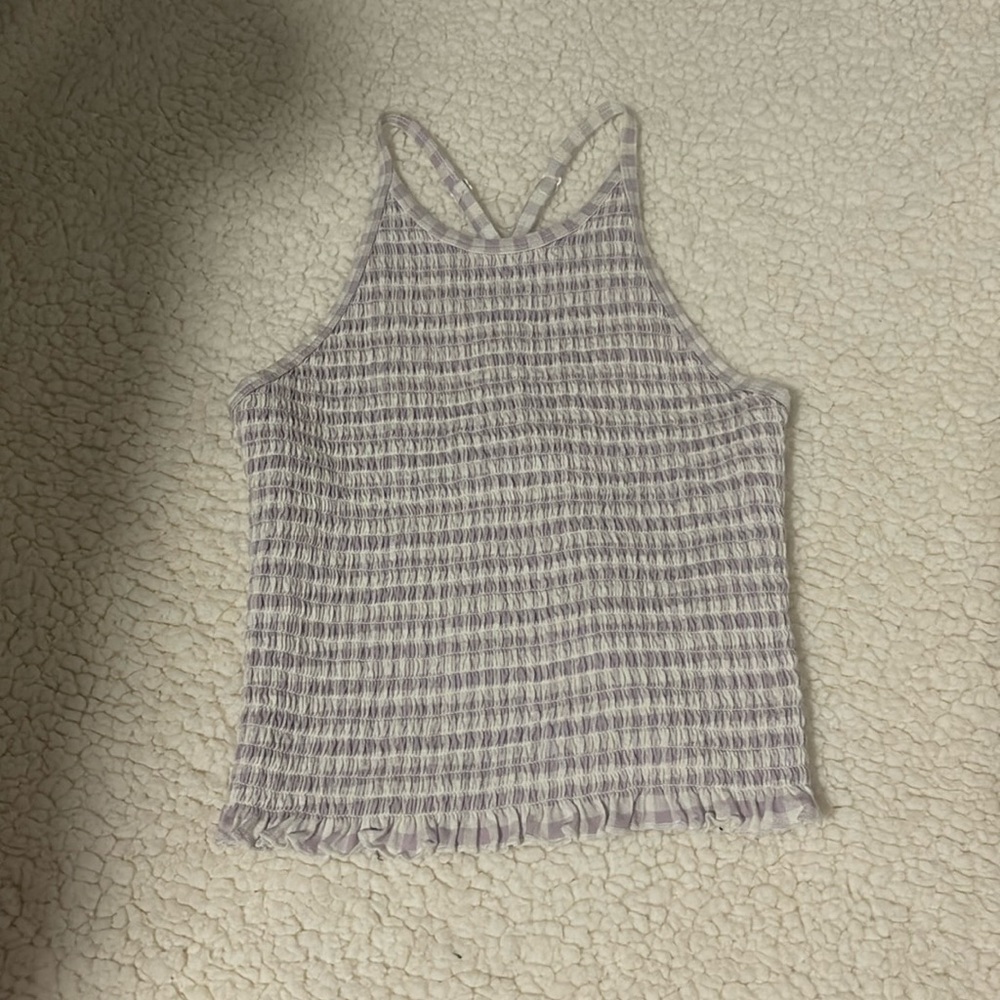 SO, XS, Purple and White stripped tank
